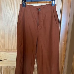 Good Luck Gem cotton burnt Orange wide leg cropped pants